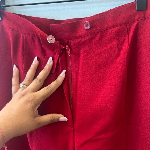 Jones New York Preppy 100% Pure New Wool Red Trouser Straight leg Pants size 12 - Picture 3 of 13